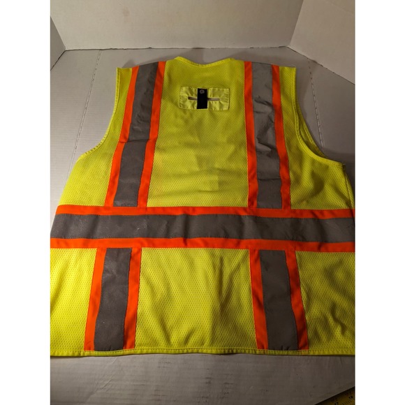 High VIS Vest Men's Large Yellow Orange Reflective Mesh Towing Highway - Picture 6 of 10